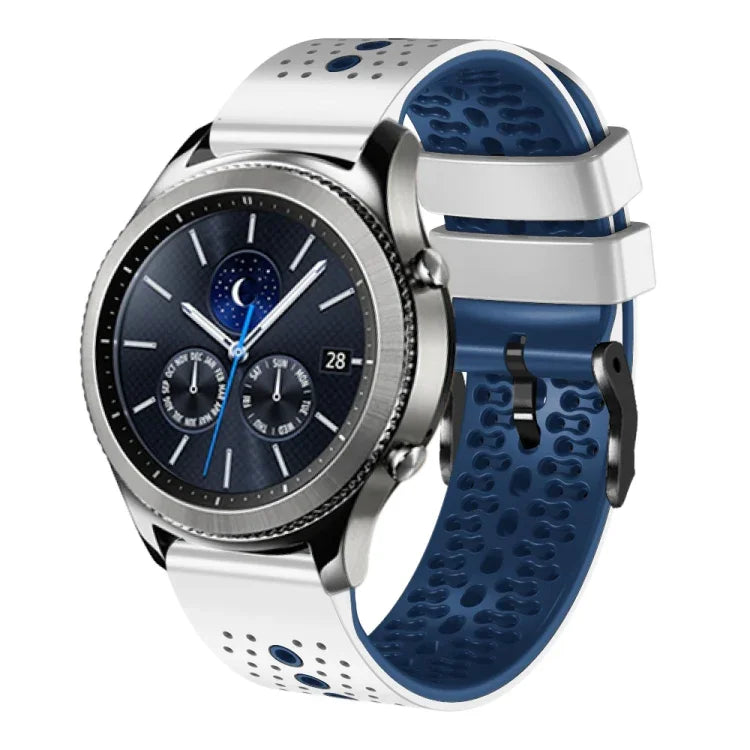 สายซิลิโคนสองสีเจาะรู 22mm สำหรับ Samsung Galaxy Watch3 45mm, สำหรับ Samsung Galaxy Watch 46mm, สำหรับ Samsung Gear S3 Classic, สำหรับ Samsung Gear S3 Frontier