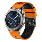 สายซิลิโคนสองสีเจาะรู 22mm สำหรับ Samsung Galaxy Watch3 45mm, สำหรับ Samsung Galaxy Watch 46mm, สำหรับ Samsung Gear S3 Classic, สำหรับ Samsung Gear S3 Frontier