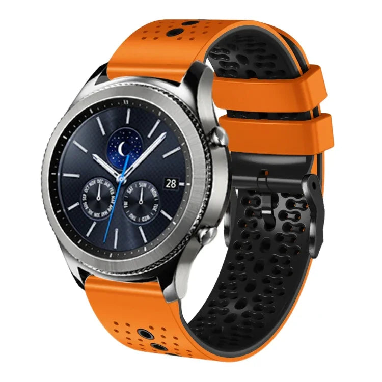 สายซิลิโคนสองสีเจาะรู 22mm สำหรับ Samsung Galaxy Watch3 45mm, สำหรับ Samsung Galaxy Watch 46mm, สำหรับ Samsung Gear S3 Classic, สำหรับ Samsung Gear S3 Frontier