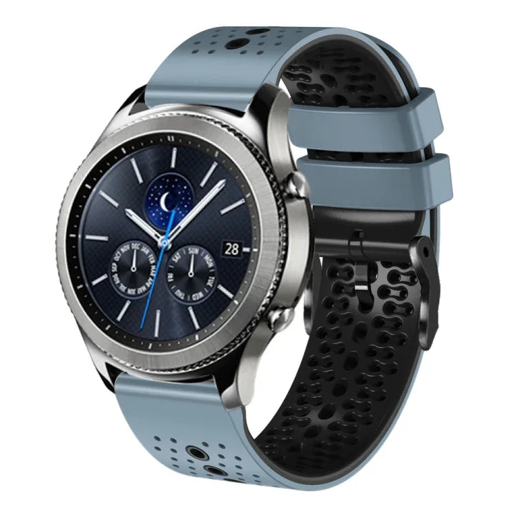 สายซิลิโคนสองสีเจาะรู 22mm สำหรับ Samsung Galaxy Watch3 45mm, สำหรับ Samsung Galaxy Watch 46mm, สำหรับ Samsung Gear S3 Classic, สำหรับ Samsung Gear S3 Frontier