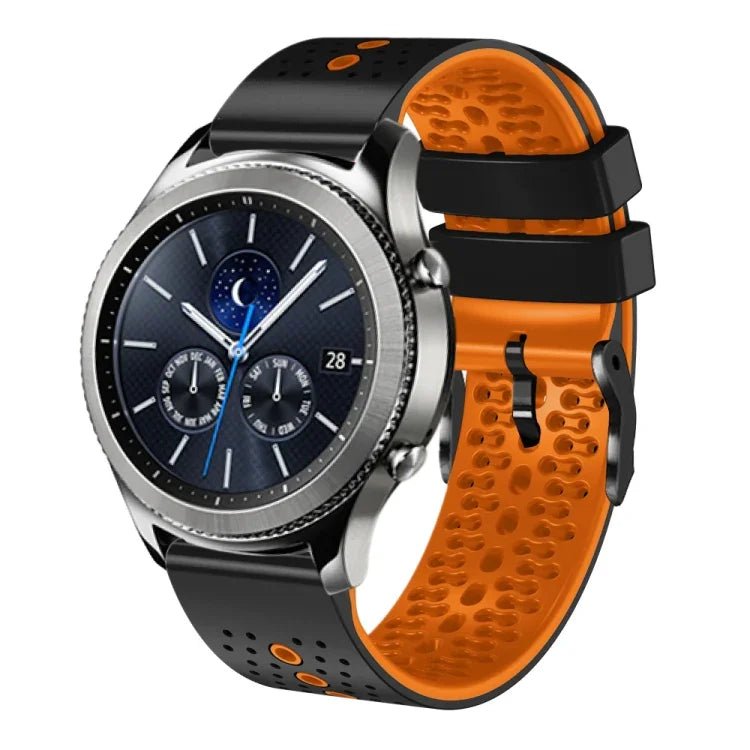 สายซิลิโคนสองสีเจาะรู 22mm สำหรับ Samsung Galaxy Watch3 45mm, สำหรับ Samsung Galaxy Watch 46mm, สำหรับ Samsung Gear S3 Classic, สำหรับ Samsung Gear S3 Frontier