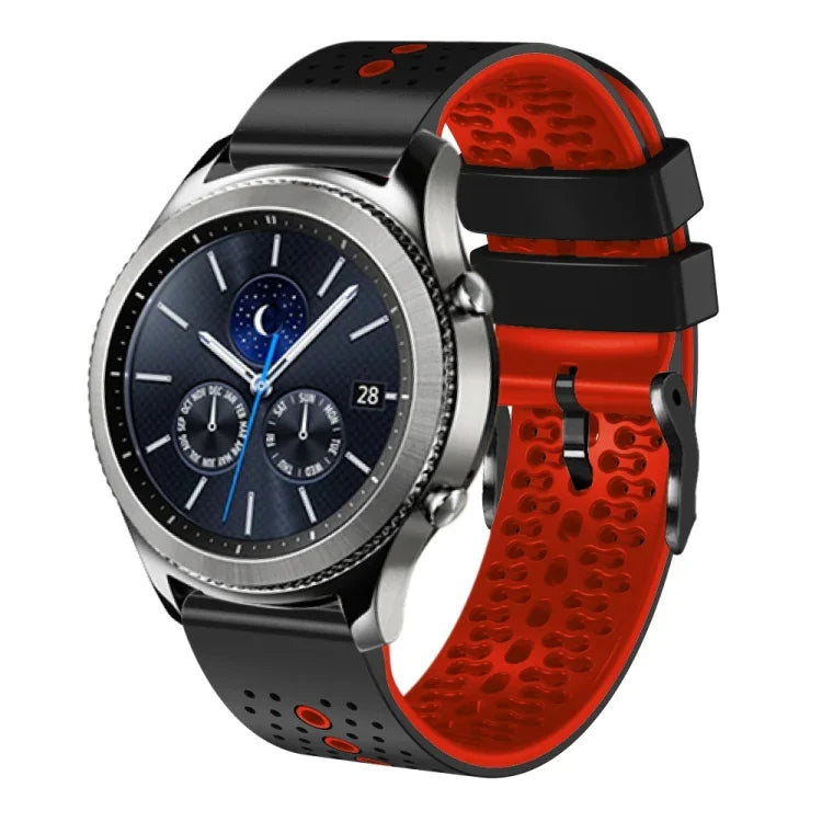 สายซิลิโคนสองสีเจาะรู 22mm สำหรับ Samsung Galaxy Watch3 45mm, สำหรับ Samsung Galaxy Watch 46mm, สำหรับ Samsung Gear S3 Classic, สำหรับ Samsung Gear S3 Frontier