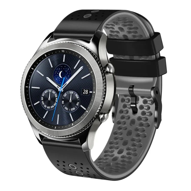 สายซิลิโคนสองสีเจาะรู 22mm สำหรับ Samsung Galaxy Watch3 45mm, สำหรับ Samsung Galaxy Watch 46mm, สำหรับ Samsung Gear S3 Classic, สำหรับ Samsung Gear S3 Frontier