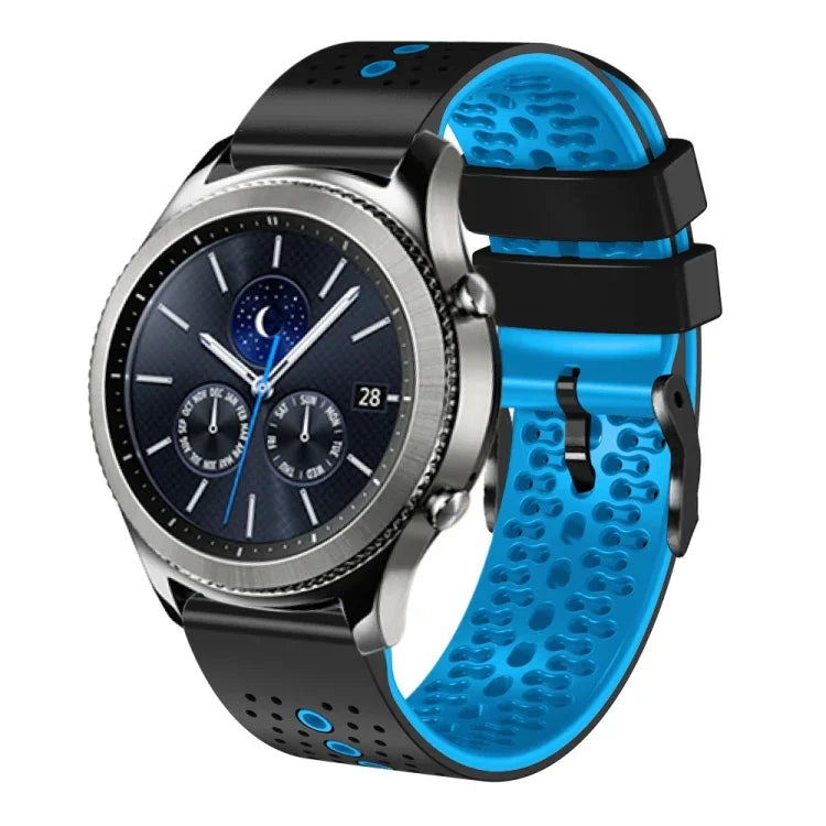สายซิลิโคนสองสีเจาะรู 22mm สำหรับ Samsung Galaxy Watch3 45mm, สำหรับ Samsung Galaxy Watch 46mm, สำหรับ Samsung Gear S3 Classic, สำหรับ Samsung Gear S3 Frontier