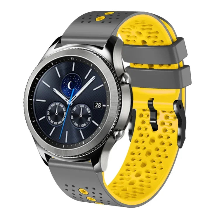 สายซิลิโคนสองสีเจาะรู 22mm สำหรับ Samsung Galaxy Watch3 45mm, สำหรับ Samsung Galaxy Watch 46mm, สำหรับ Samsung Gear S3 Classic, สำหรับ Samsung Gear S3 Frontier
