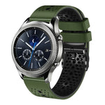 สายซิลิโคนสองสีเจาะรู 22mm สำหรับ Samsung Galaxy Watch3 45mm, สำหรับ Samsung Galaxy Watch 46mm, สำหรับ Samsung Gear S3 Classic, สำหรับ Samsung Gear S3 Frontier