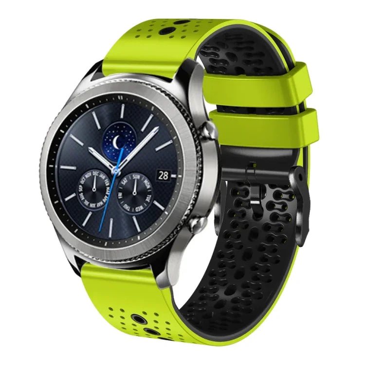 สายซิลิโคนสองสีเจาะรู 22mm สำหรับ Samsung Galaxy Watch3 45mm, สำหรับ Samsung Galaxy Watch 46mm, สำหรับ Samsung Gear S3 Classic, สำหรับ Samsung Gear S3 Frontier