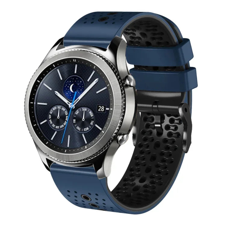 สายซิลิโคนสองสีเจาะรู 22mm สำหรับ Samsung Galaxy Watch3 45mm, สำหรับ Samsung Galaxy Watch 46mm, สำหรับ Samsung Gear S3 Classic, สำหรับ Samsung Gear S3 Frontier