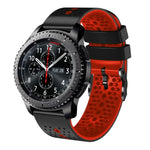 สายซิลิโคนสองสีเจาะรู 22mm สำหรับ Samsung Galaxy Watch3 45mm, สำหรับ Samsung Galaxy Watch 46mm, สำหรับ Samsung Gear S3 Classic, สำหรับ Samsung Gear S3 Frontier