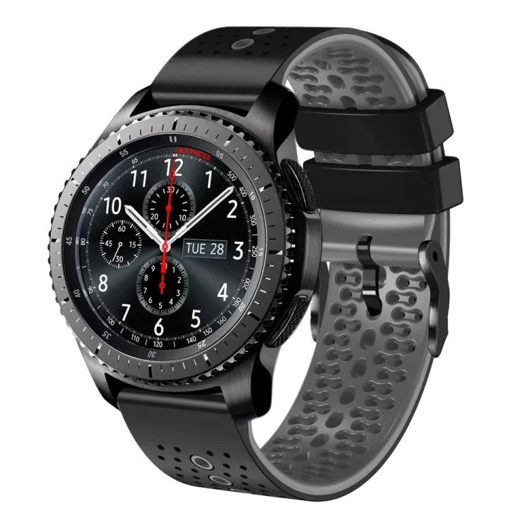 สายซิลิโคนสองสีเจาะรู 22mm สำหรับ Samsung Galaxy Watch3 45mm, สำหรับ Samsung Galaxy Watch 46mm, สำหรับ Samsung Gear S3 Classic, สำหรับ Samsung Gear S3 Frontier