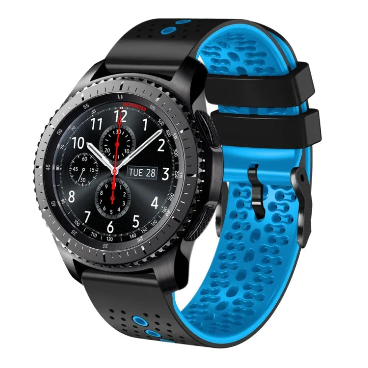 สายซิลิโคนสองสีเจาะรู 22mm สำหรับ Samsung Galaxy Watch3 45mm, สำหรับ Samsung Galaxy Watch 46mm, สำหรับ Samsung Gear S3 Classic, สำหรับ Samsung Gear S3 Frontier