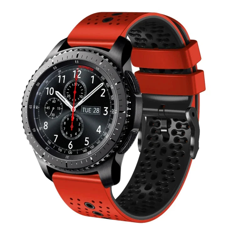 สายซิลิโคนสองสีเจาะรู 22mm สำหรับ Samsung Galaxy Watch3 45mm, สำหรับ Samsung Galaxy Watch 46mm, สำหรับ Samsung Gear S3 Classic, สำหรับ Samsung Gear S3 Frontier