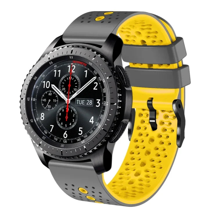 สายซิลิโคนสองสีเจาะรู 22mm สำหรับ Samsung Galaxy Watch3 45mm, สำหรับ Samsung Galaxy Watch 46mm, สำหรับ Samsung Gear S3 Classic, สำหรับ Samsung Gear S3 Frontier