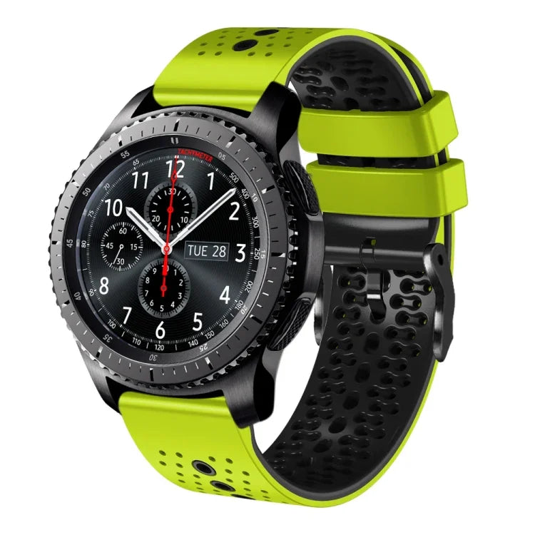 สายซิลิโคนสองสีเจาะรู 22mm สำหรับ Samsung Galaxy Watch3 45mm, สำหรับ Samsung Galaxy Watch 46mm, สำหรับ Samsung Gear S3 Classic, สำหรับ Samsung Gear S3 Frontier