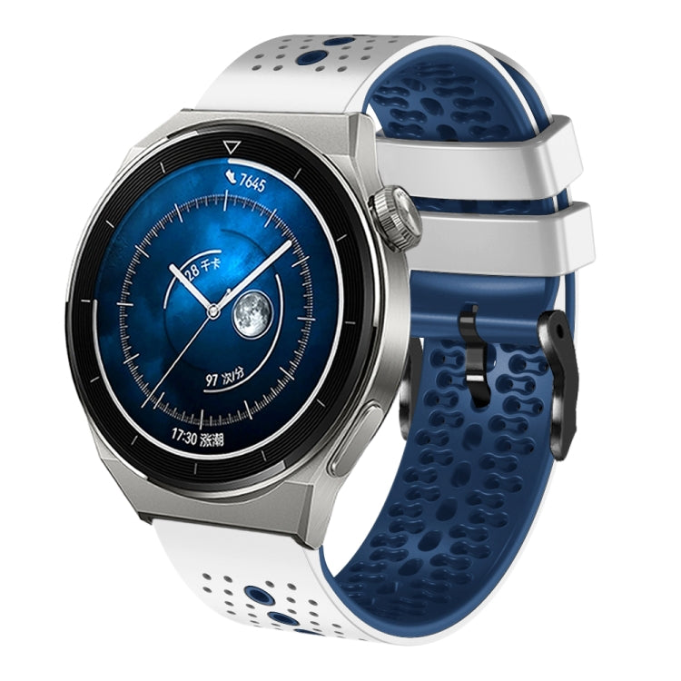 22mm Perforated Two-Color Silicone Watch Band, For Huawei Watch GT3 Pro 46mm, For Huawei Watch GT3 46mm, For Huawei Watch GT Runner, For Huawei Watch 3