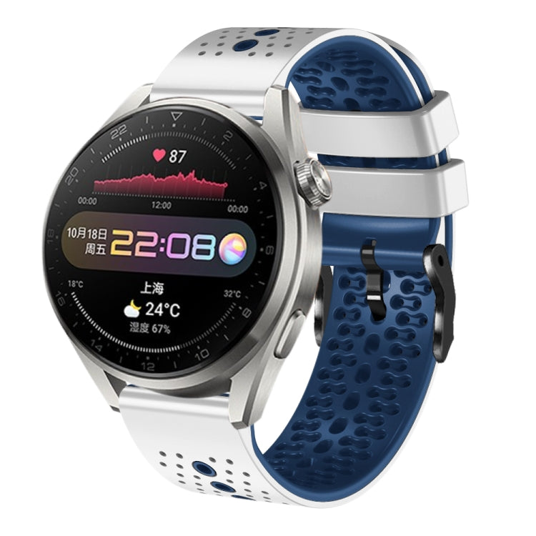 22mm Perforated Two-Color Silicone Watch Band, For Huawei Watch 3 Pro, For Huawei GT2 Pro, For Huawei Watch GT 2E, For Huawei GT2 46mm