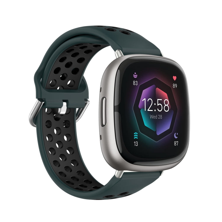 Two-Color Perforated Breathable Silicone Watch Band, For Fitbit Sense