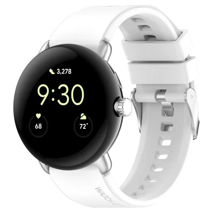 สายซิลิโคนสีทึบพร้อมตัวเชื่อมต่อโลหะ สำหรับ Google Pixel Watch 4 / 3 / 2 / 1 41 มม.