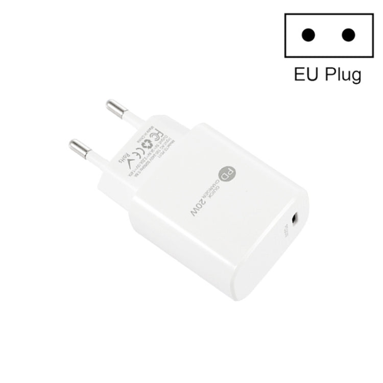 ที่ชาร์จเร็วพอร์ตเดียว PD11 Mini PD3.0 USB-C / Type-C 20W สำหรับ iPhone / iPad พร้อมปลั๊ก EU