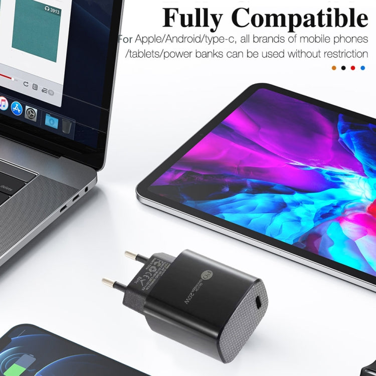 ที่ชาร์จเร็วพอร์ตเดียว PD11 Mini PD3.0 USB-C / Type-C 20W สำหรับ iPhone / iPad พร้อมปลั๊ก EU