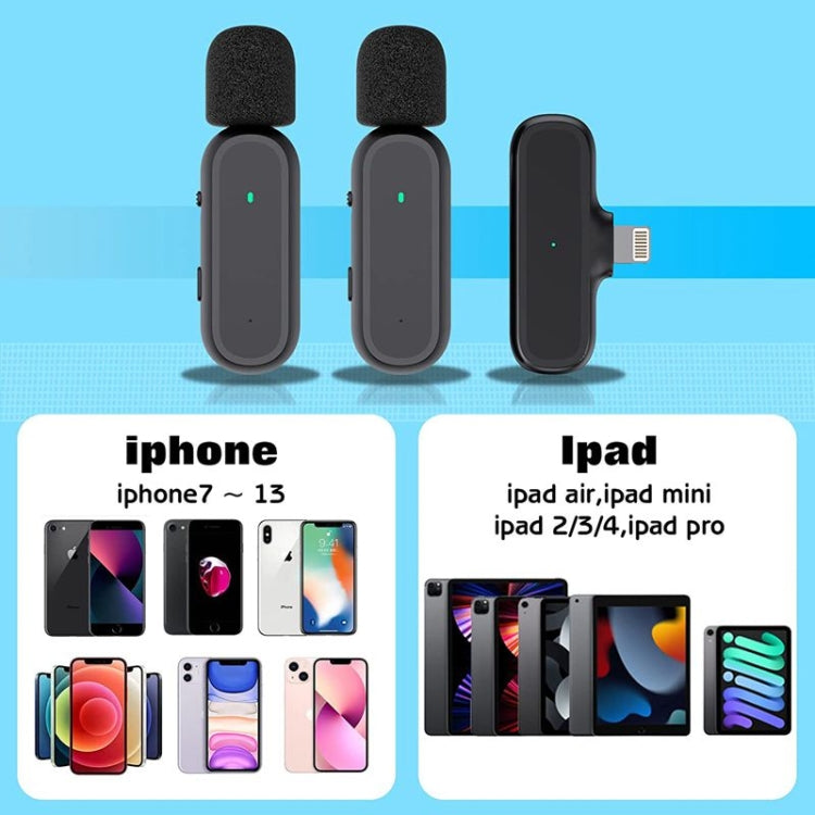 ไมโครโฟนไร้สายแบบหนีบ 2 ชิ้น พร้อมเคสชาร์จและระบบลดเสียงรบกวน, DS-MKFJ11IP