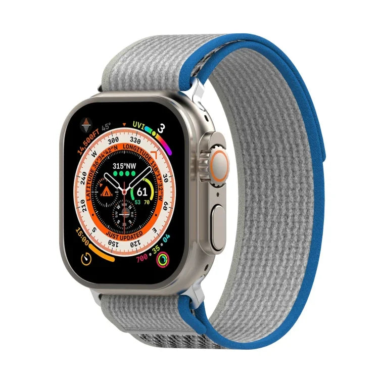 สายรัดนาฬิกาไนลอนสองสีแบบตีนตุ๊กแก สำหรับ Apple Watch Ultra 49มม., สำหรับ Apple Watch Series 8&7 45มม./SE 2&6&SE&5&4 44มม., สำหรับ Apple Watch Series 8&7 41มม./SE 2&6&SE&5&4 40มม.