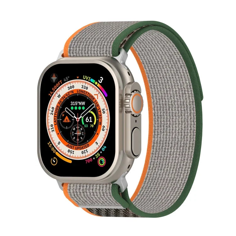 สายรัดนาฬิกาไนลอนสองสีแบบตีนตุ๊กแก สำหรับ Apple Watch Ultra 49มม., สำหรับ Apple Watch Series 8&7 45มม./SE 2&6&SE&5&4 44มม., สำหรับ Apple Watch Series 8&7 41มม./SE 2&6&SE&5&4 40มม.