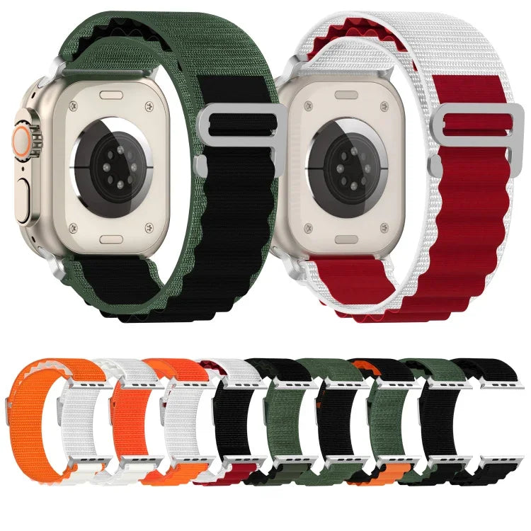 สายรัดนาฬิกาไนลอนสองสี สำหรับ Apple Watch Ultra 49มม., สำหรับ Apple Watch Series 8&7 45มม./SE 2&6&SE&5&4 44มม., สำหรับ Apple Watch Series 8&7 41มม./SE 2&6&SE&5&4 40มม.