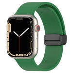Magnetic Black Buckle Smooth Silicone Watch Band, For Apple Watch Ultra 49mm, For Apple Watch Series 8&7 45mm, For Apple Watch Series 8&7 41mm