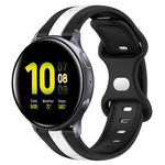 สายซิลิโคนสองสีพร้อมหัวเข็มขัดแบบผีเสื้อขนาด 20 มม. สำหรับ Samsung Galaxy Watch Active 2 ขนาด 44 มม., สำหรับ Samsung Galaxy Watch ขนาด 42 มม.