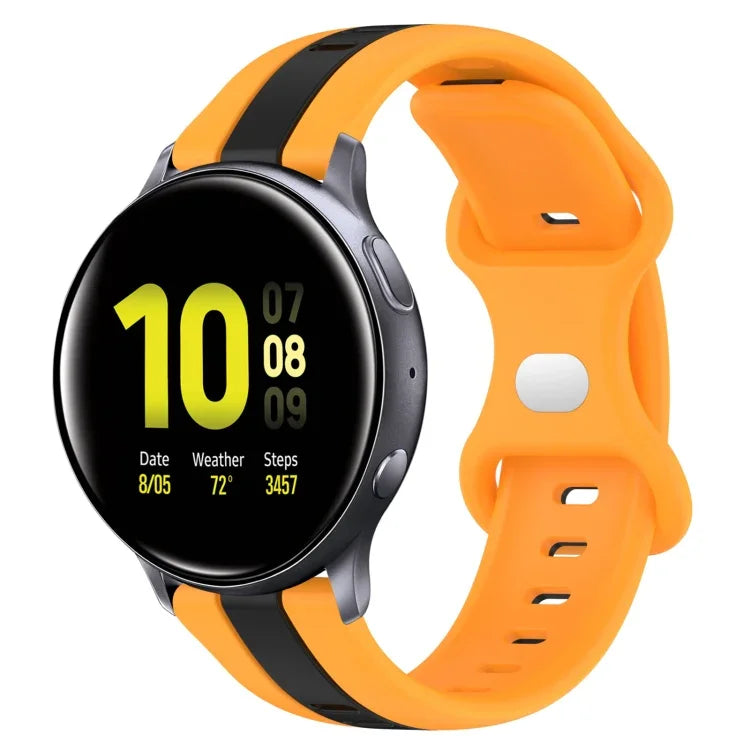 สายซิลิโคนสองสีพร้อมหัวเข็มขัดแบบผีเสื้อขนาด 20 มม. สำหรับ Samsung Galaxy Watch Active 2 ขนาด 44 มม., สำหรับ Samsung Galaxy Watch ขนาด 42 มม.