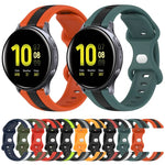 สายซิลิโคนสองสีพร้อมหัวเข็มขัดแบบผีเสื้อขนาด 20 มม. สำหรับ Samsung Galaxy Watch Active 2 ขนาด 44 มม., สำหรับ Samsung Galaxy Watch ขนาด 42 มม.