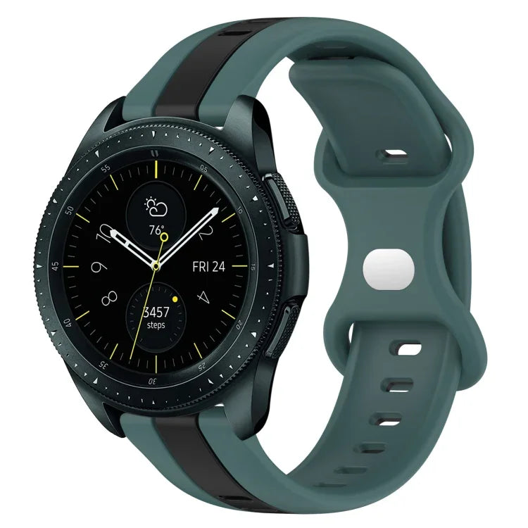 สายซิลิโคนสองสีพร้อมหัวเข็มขัดแบบผีเสื้อขนาด 20 มม. สำหรับ Samsung Galaxy Watch Active 2 ขนาด 44 มม., สำหรับ Samsung Galaxy Watch ขนาด 42 มม.
