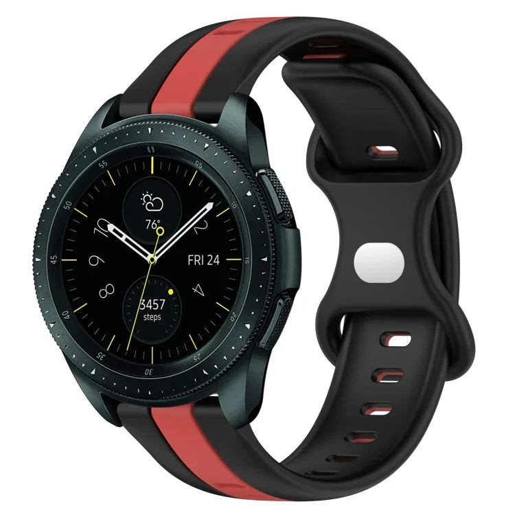 สายซิลิโคนสองสีพร้อมหัวเข็มขัดแบบผีเสื้อขนาด 20 มม. สำหรับ Samsung Galaxy Watch Active 2 ขนาด 44 มม., สำหรับ Samsung Galaxy Watch ขนาด 42 มม.