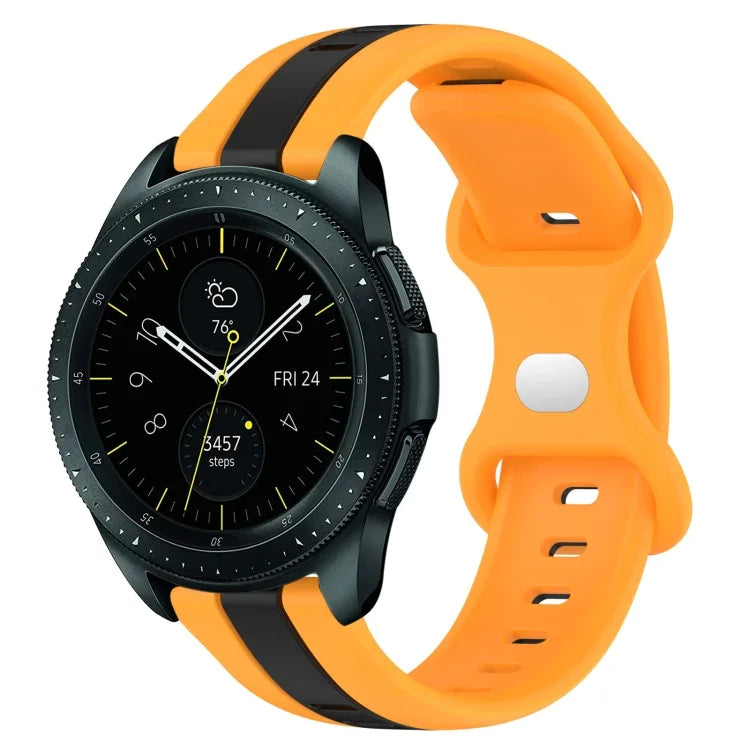 สายซิลิโคนสองสีพร้อมหัวเข็มขัดแบบผีเสื้อขนาด 20 มม. สำหรับ Samsung Galaxy Watch Active 2 ขนาด 44 มม., สำหรับ Samsung Galaxy Watch ขนาด 42 มม.