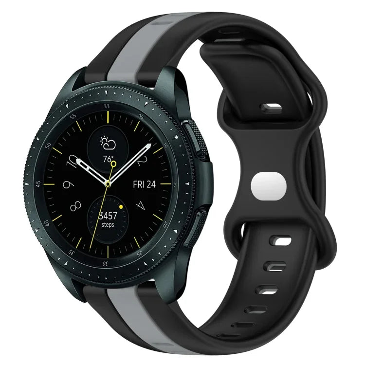 สายซิลิโคนสองสีพร้อมหัวเข็มขัดแบบผีเสื้อขนาด 20 มม. สำหรับ Samsung Galaxy Watch Active 2 ขนาด 44 มม., สำหรับ Samsung Galaxy Watch ขนาด 42 มม.