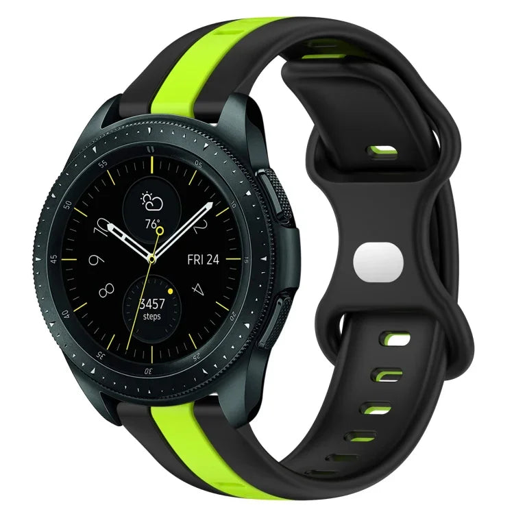 สายซิลิโคนสองสีพร้อมหัวเข็มขัดแบบผีเสื้อขนาด 20 มม. สำหรับ Samsung Galaxy Watch Active 2 ขนาด 44 มม., สำหรับ Samsung Galaxy Watch ขนาด 42 มม.