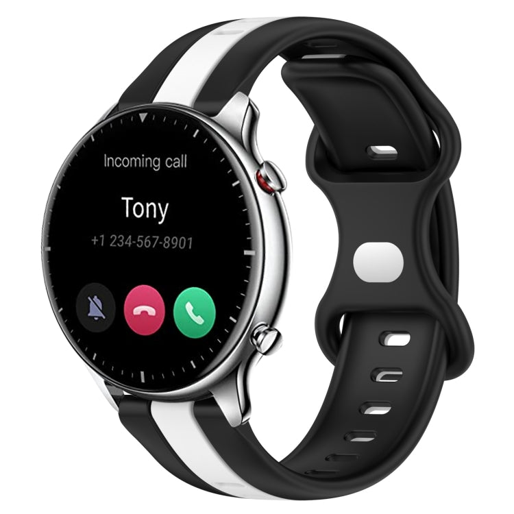 22mm Butterfly Buckle Two-Color Silicone Watch Band, For Amazfit GTR 2, For Amazfit 3, For Amazfit GTR 47mm