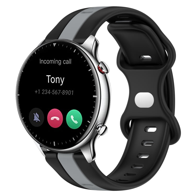 22mm Butterfly Buckle Two-Color Silicone Watch Band, For Amazfit GTR 2, For Amazfit 3, For Amazfit GTR 47mm