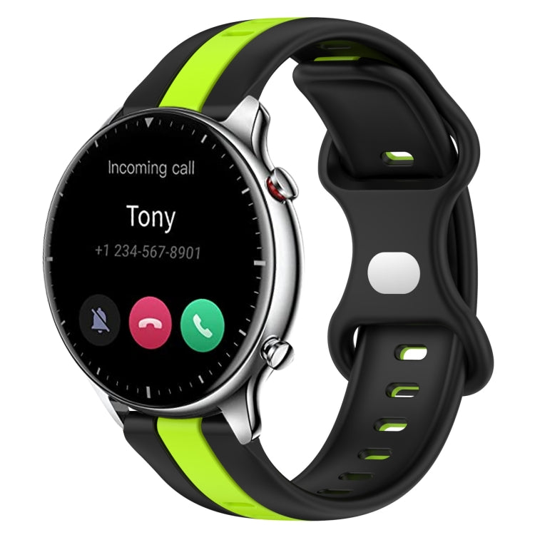 22mm Butterfly Buckle Two-Color Silicone Watch Band, For Amazfit GTR 2, For Amazfit 3, For Amazfit GTR 47mm