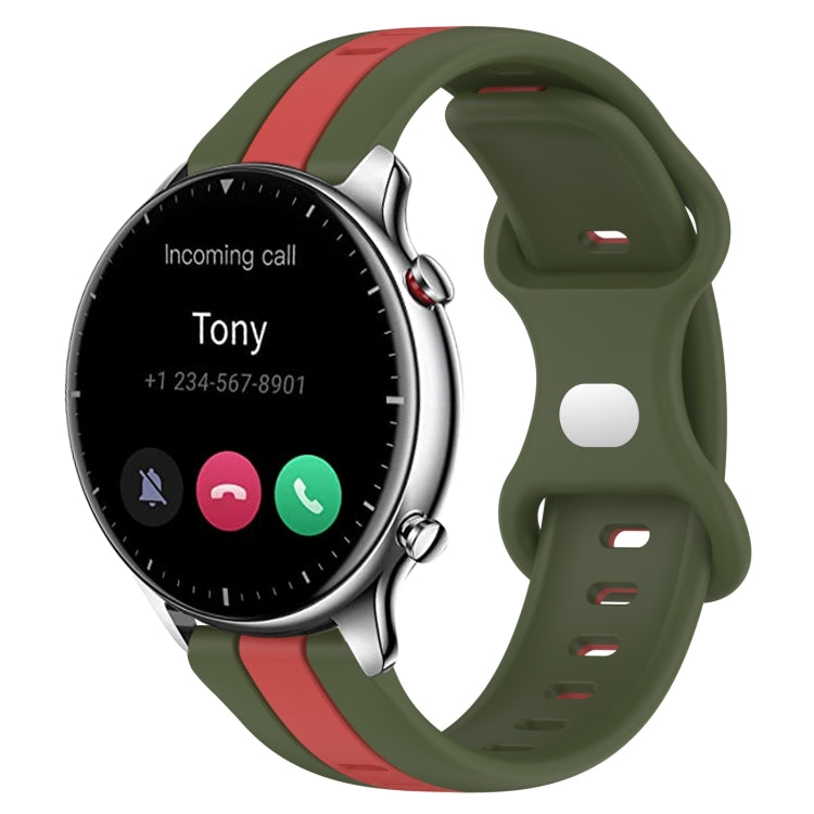 22mm Butterfly Buckle Two-Color Silicone Watch Band, For Amazfit GTR 2, For Amazfit 3, For Amazfit GTR 47mm