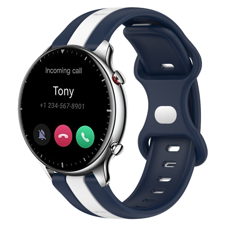 22mm Butterfly Buckle Two-Color Silicone Watch Band, For Amazfit GTR 2, For Amazfit 3, For Amazfit GTR 47mm
