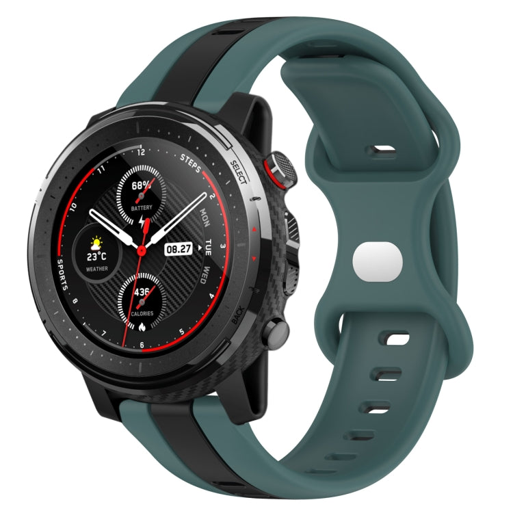 22mm Butterfly Buckle Two-Color Silicone Watch Band, For Amazfit GTR 2, For Amazfit 3, For Amazfit GTR 47mm