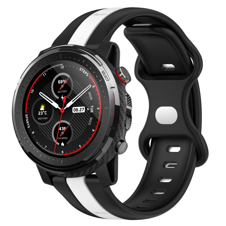 22mm Butterfly Buckle Two-Color Silicone Watch Band, For Amazfit GTR 2, For Amazfit 3, For Amazfit GTR 47mm