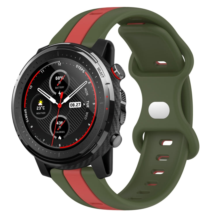 22mm Butterfly Buckle Two-Color Silicone Watch Band, For Amazfit GTR 2, For Amazfit 3, For Amazfit GTR 47mm