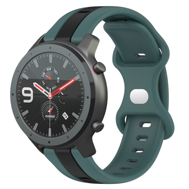 22mm Butterfly Buckle Two-Color Silicone Watch Band, For Amazfit GTR 2, For Amazfit 3, For Amazfit GTR 47mm