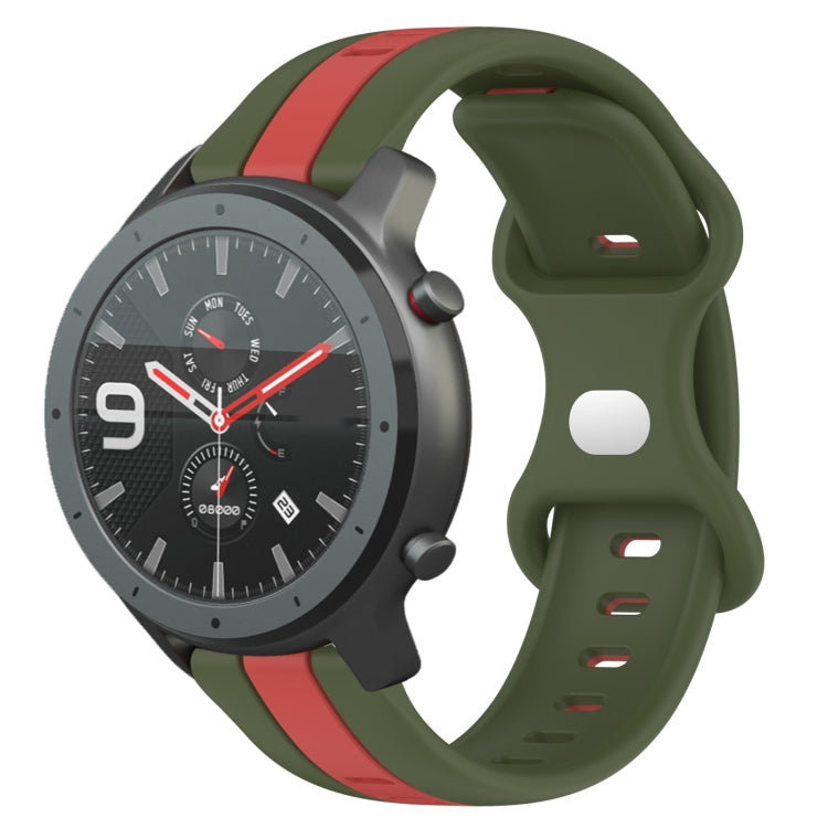 22mm Butterfly Buckle Two-Color Silicone Watch Band, For Amazfit GTR 2, For Amazfit 3, For Amazfit GTR 47mm