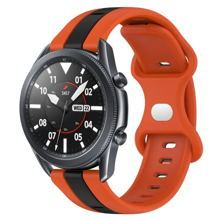 สายซิลิโคนสองสีพร้อมหัวเข็มขัดแบบผีเสื้อขนาด 22 มม. สำหรับ Samsung Galaxy Watch3 ขนาด 45 มม., สำหรับ Samsung Galaxy Watch ขนาด 46 มม., สำหรับ Samsung Gear S3 Classic, สำหรับ Samsung Gear S3 Frontier