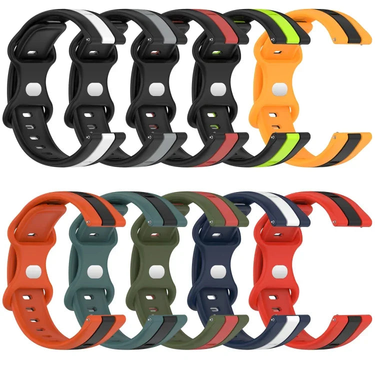 สายซิลิโคนสองสีพร้อมหัวเข็มขัดแบบผีเสื้อขนาด 22 มม. สำหรับ Samsung Galaxy Watch3 ขนาด 45 มม., สำหรับ Samsung Galaxy Watch ขนาด 46 มม., สำหรับ Samsung Gear S3 Classic, สำหรับ Samsung Gear S3 Frontier
