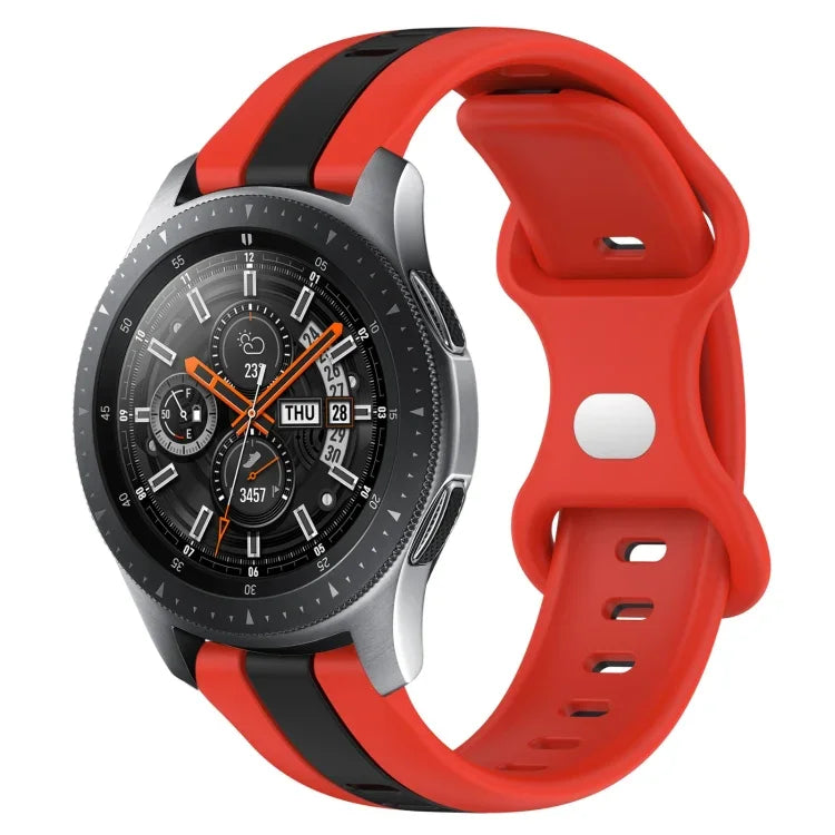 สายซิลิโคนสองสีพร้อมหัวเข็มขัดแบบผีเสื้อขนาด 22 มม. สำหรับ Samsung Galaxy Watch3 ขนาด 45 มม., สำหรับ Samsung Galaxy Watch ขนาด 46 มม., สำหรับ Samsung Gear S3 Classic, สำหรับ Samsung Gear S3 Frontier
